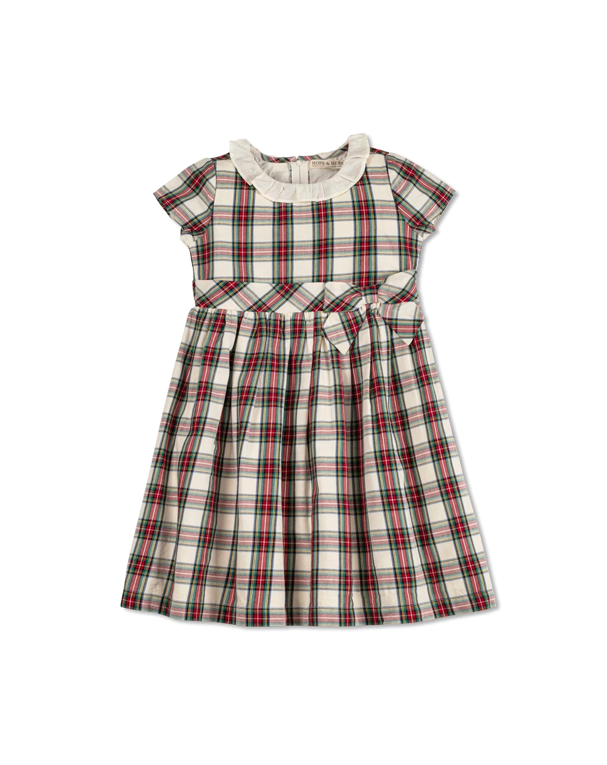 Little Girls Short Sleeve Ruffle Collar Party Dress with Bow, Toddler|Child