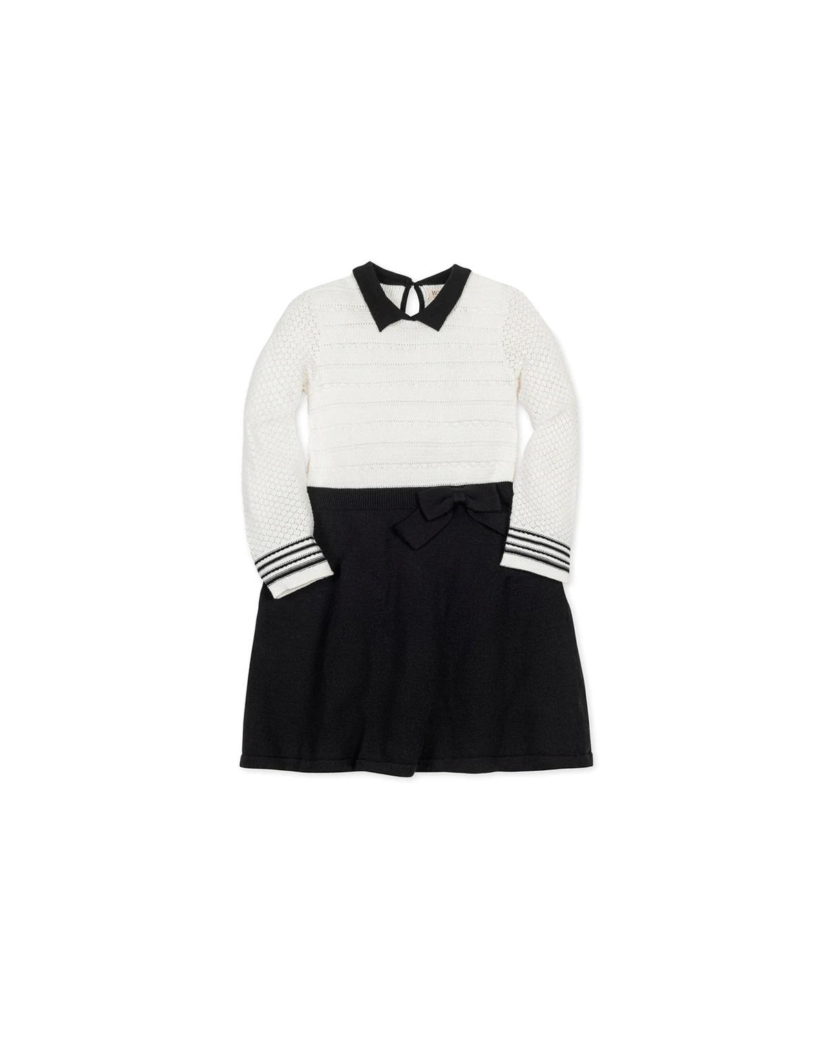 Toddler Girls Organic Peter Pan Collar Sweater Dress with Bow