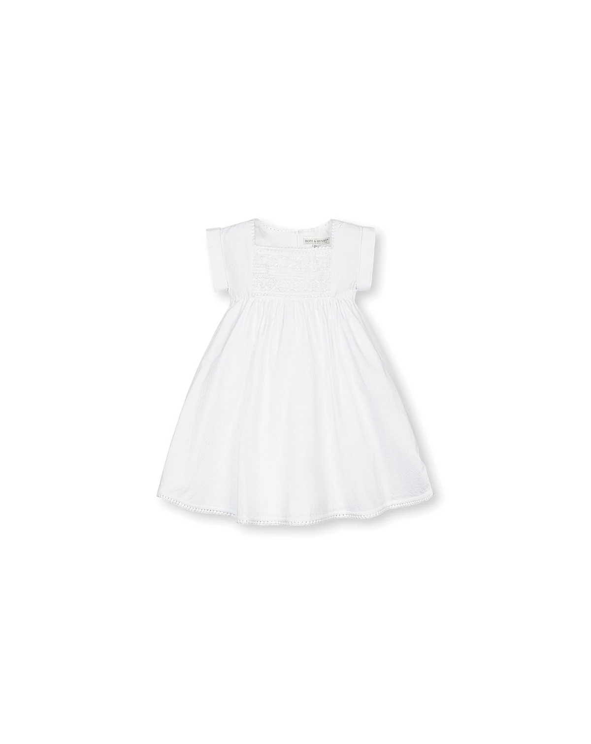 Toddler Girls Sleeveless Crochet Detail Empire Waist Seersucker Dress