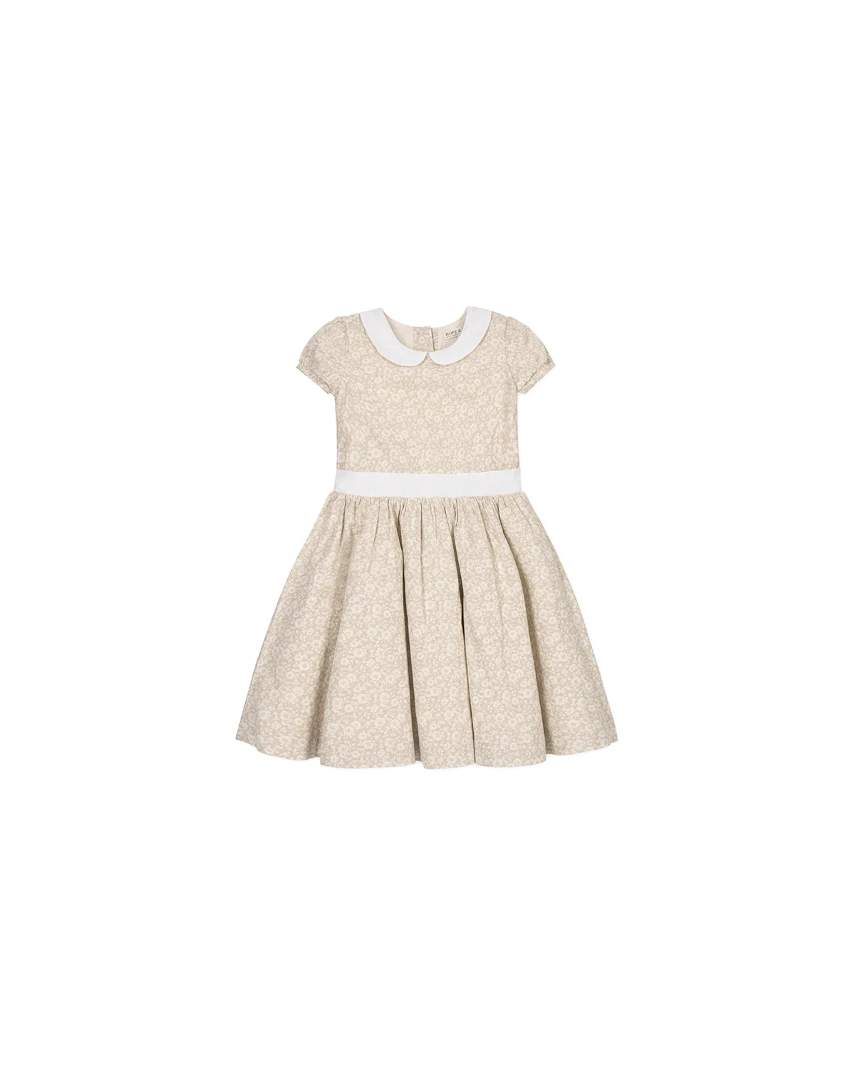 Toddler Girls Short Sleeve Linen Dress with Peter Pan Collar
