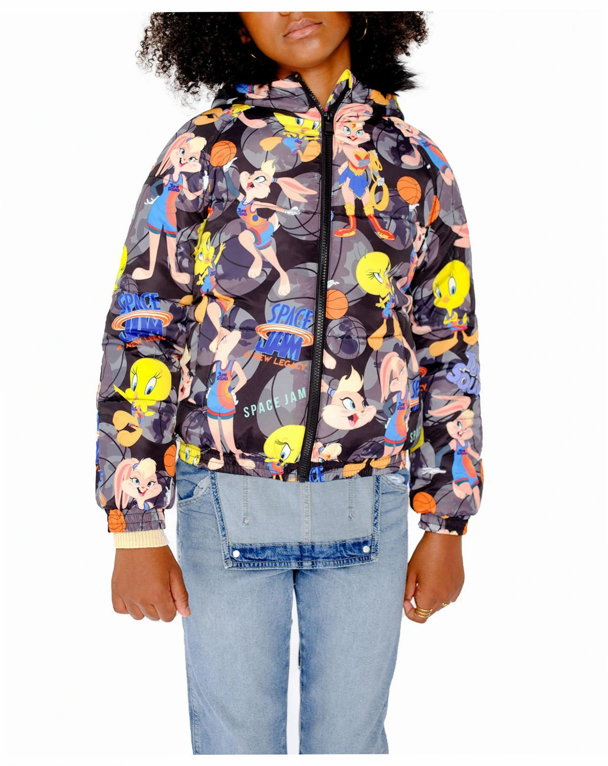 Girl's Heavy Quilted Puffer in New Looney Mash Jacket