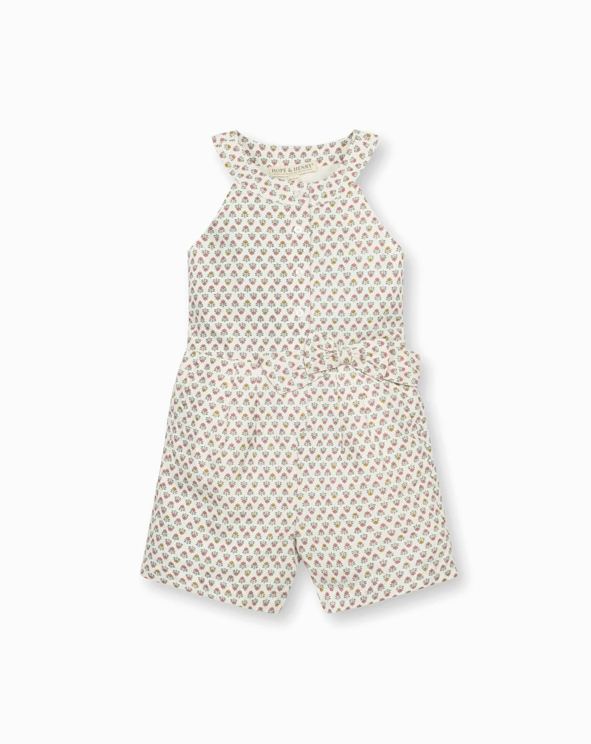 Toddler Girls Halter Button Front Linen Romper