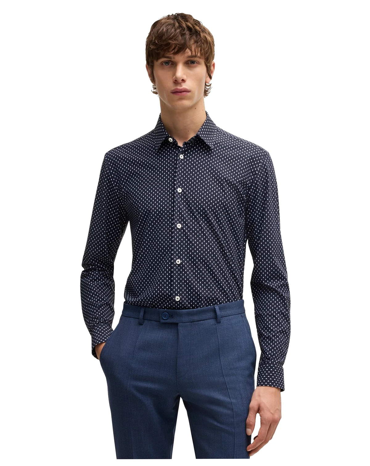 Men's Slim-Fit Geometric Print Shirt