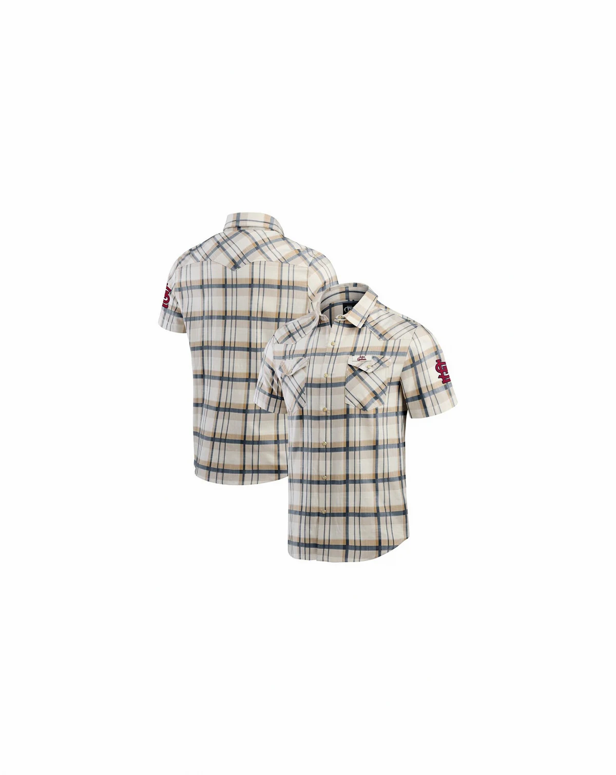Darius Rucker Collection by Men's Cream/Navy St. Louis Cardinals Plaid Full-Snap Shirt