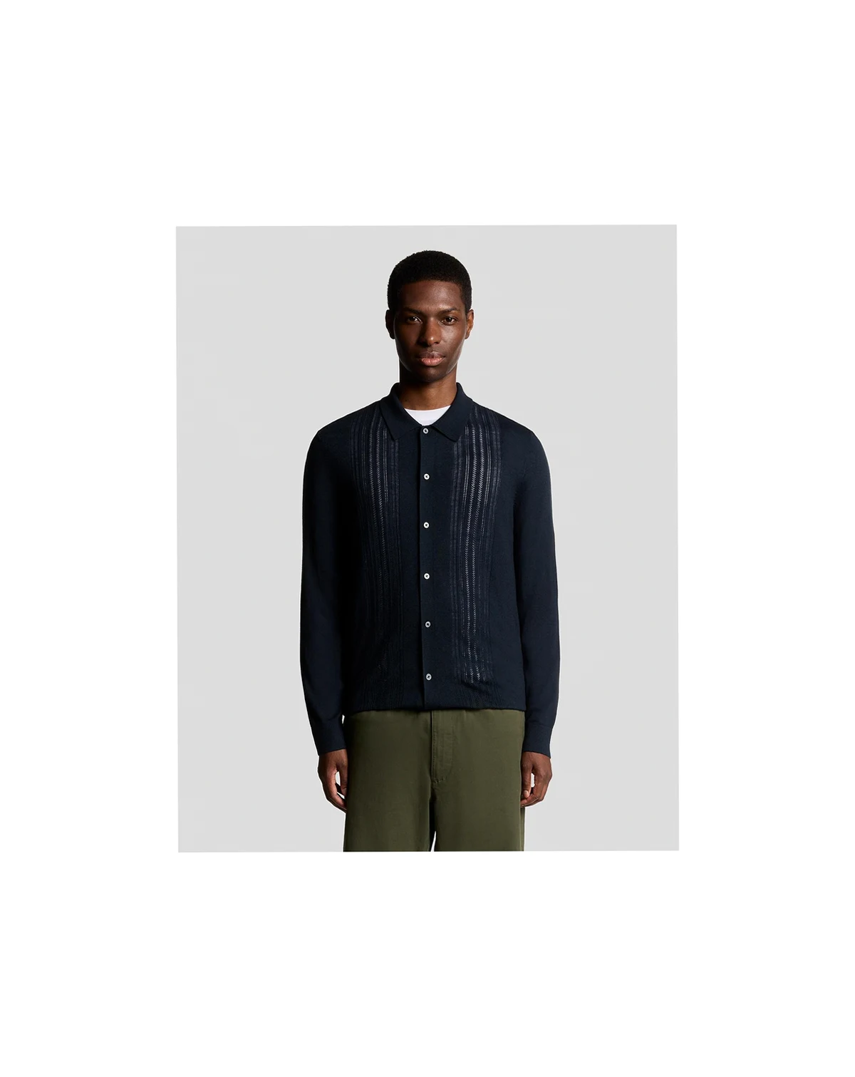 Men's Long Sleeve Cable Knitted Shirt