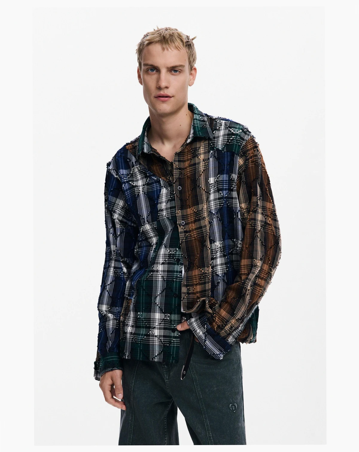 Men's Embroidered checks shirt