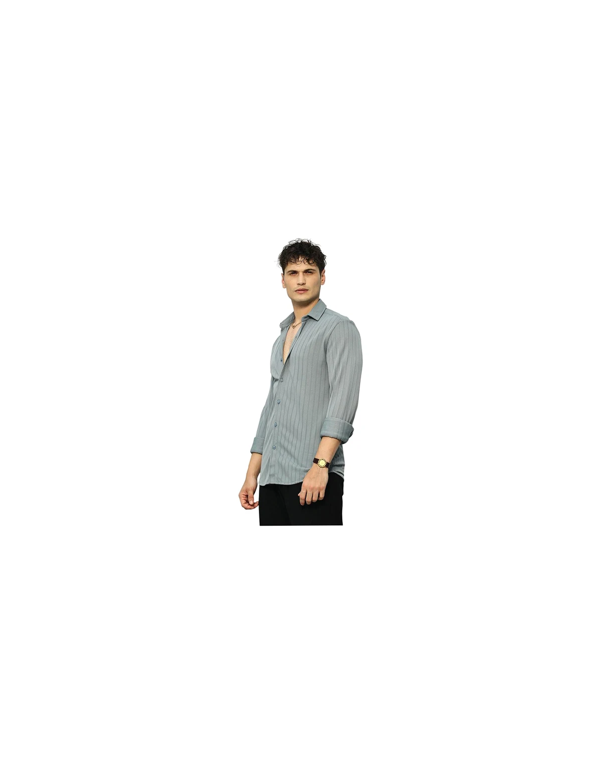 Men's Coin Grey Chevron-Panel Tactile Shirt