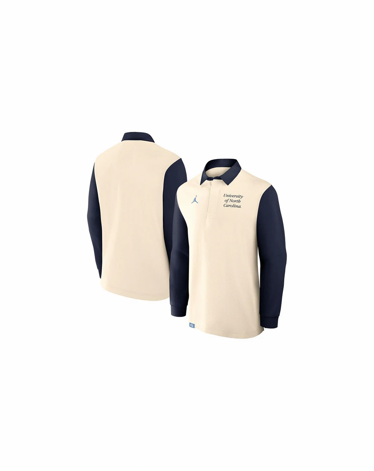 Men's Cream/Navy North Carolina Tar Heels Rugby Long Sleeve Shirt