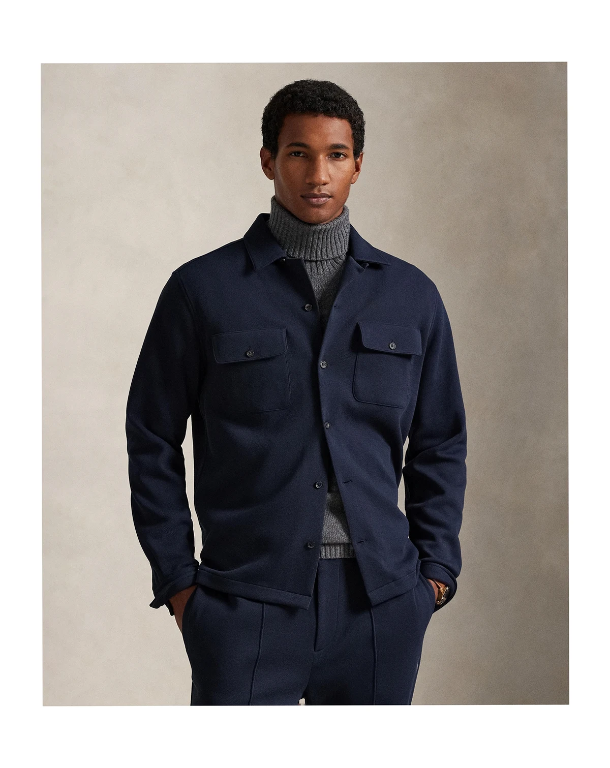 Men's Long-Sleeve Mesh Double Knit Tech Shirt