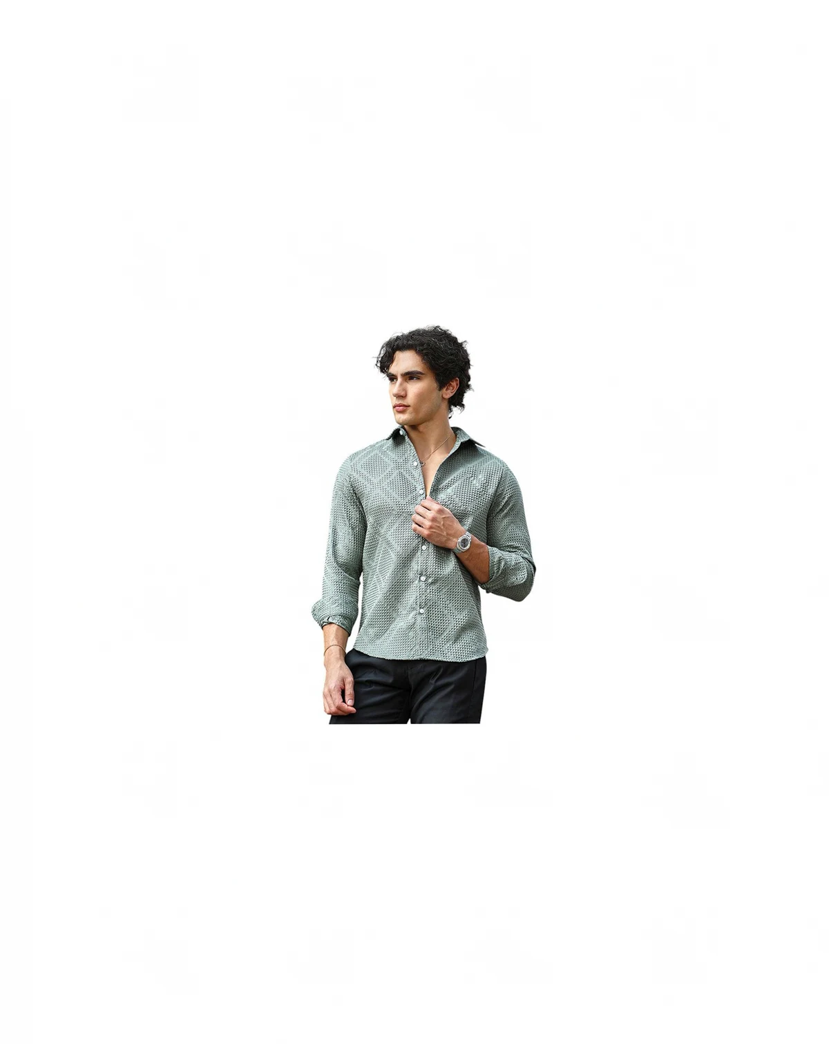 Men's Sage Green Shard-Tactile Shirt