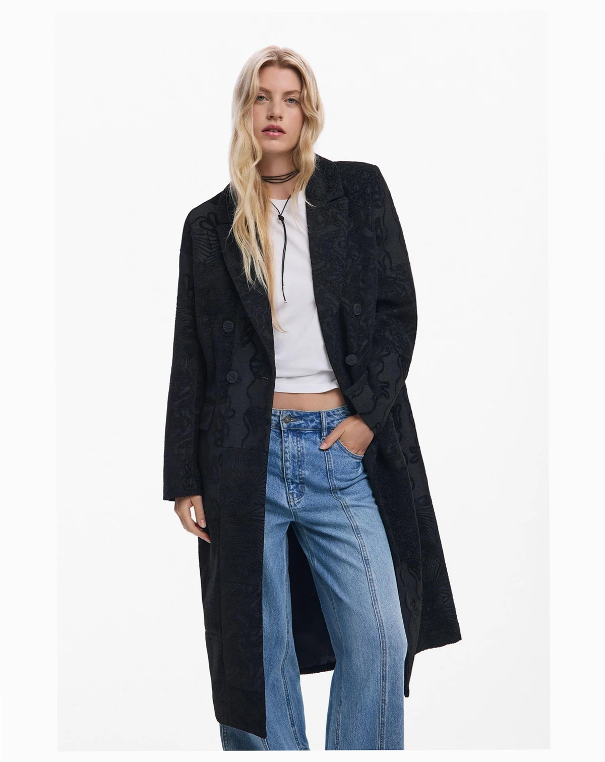 Women's Black textured coat