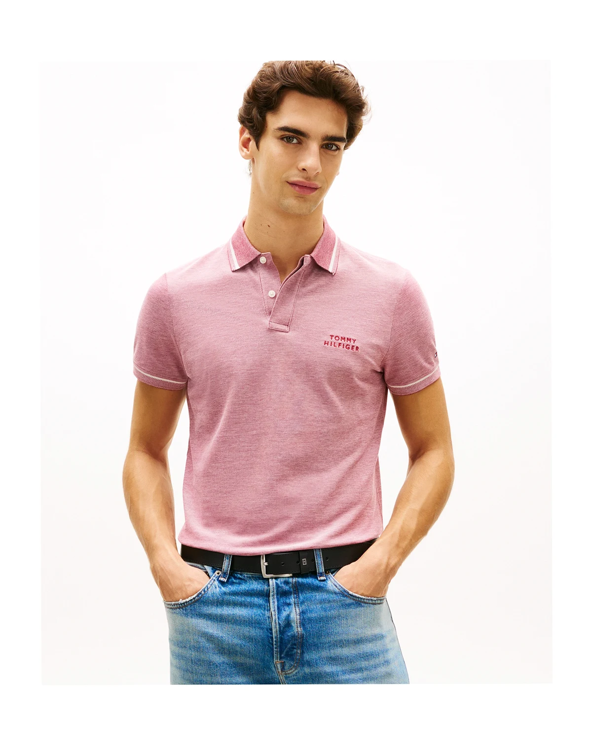 Men's Regular-Fit Two-Tone Oxford Polo Shirt