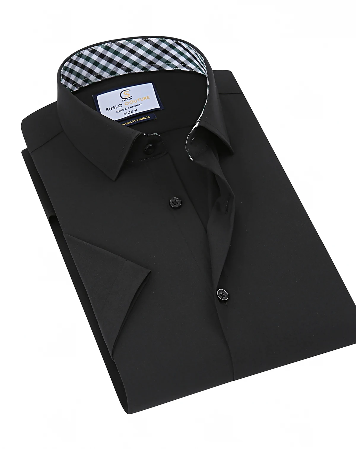 Men's Slim Fit Performance Short Sleeves Solid Button Down Shirt