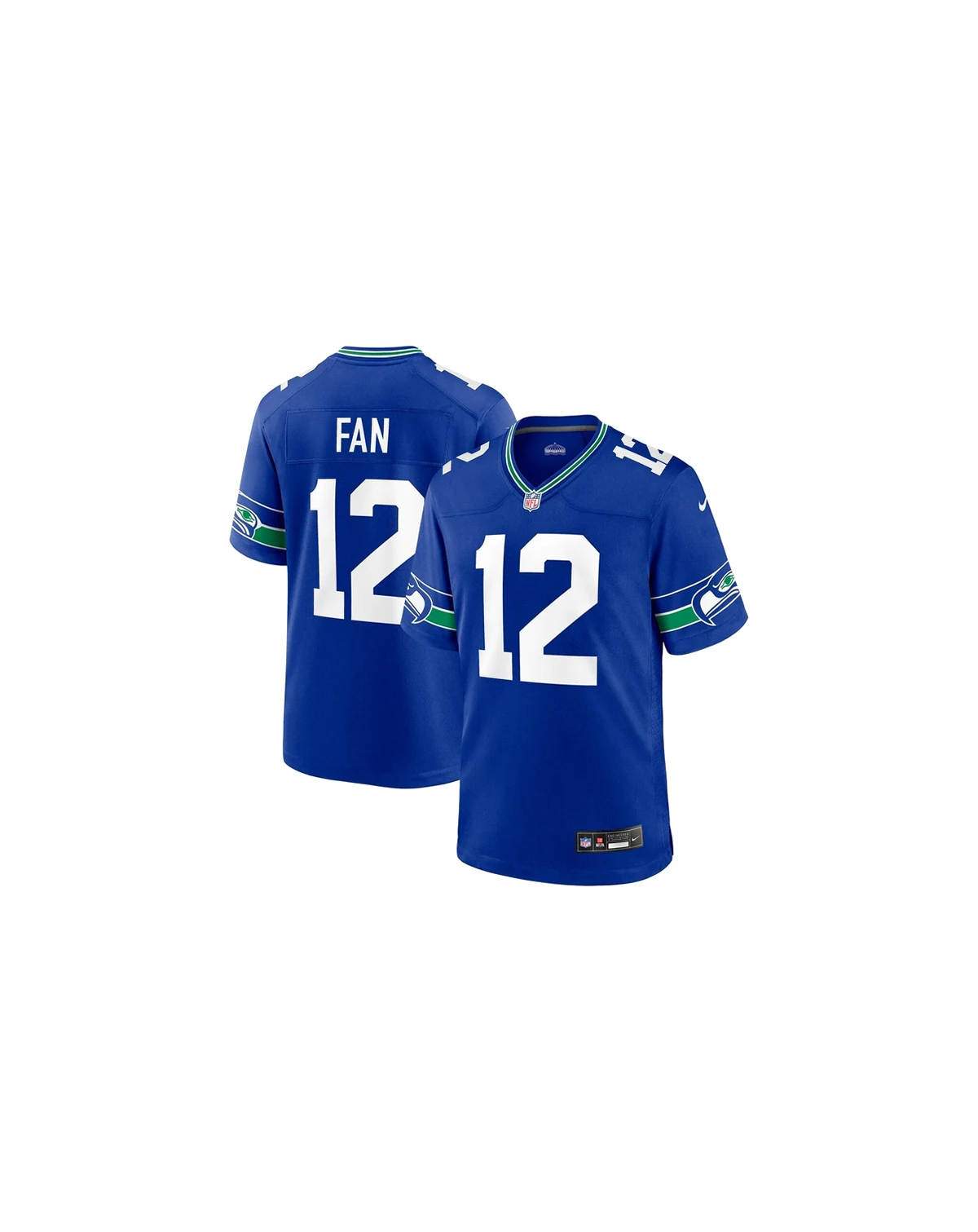 Men's 12th Fan Royal Seattle Seahawks Throwback Player Game Jersey