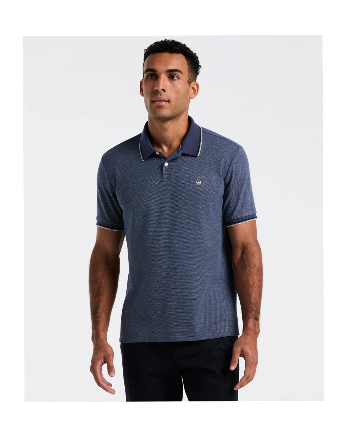 Men's Honeycomb Pique Tipped Short Sleeve Polo Shirt
