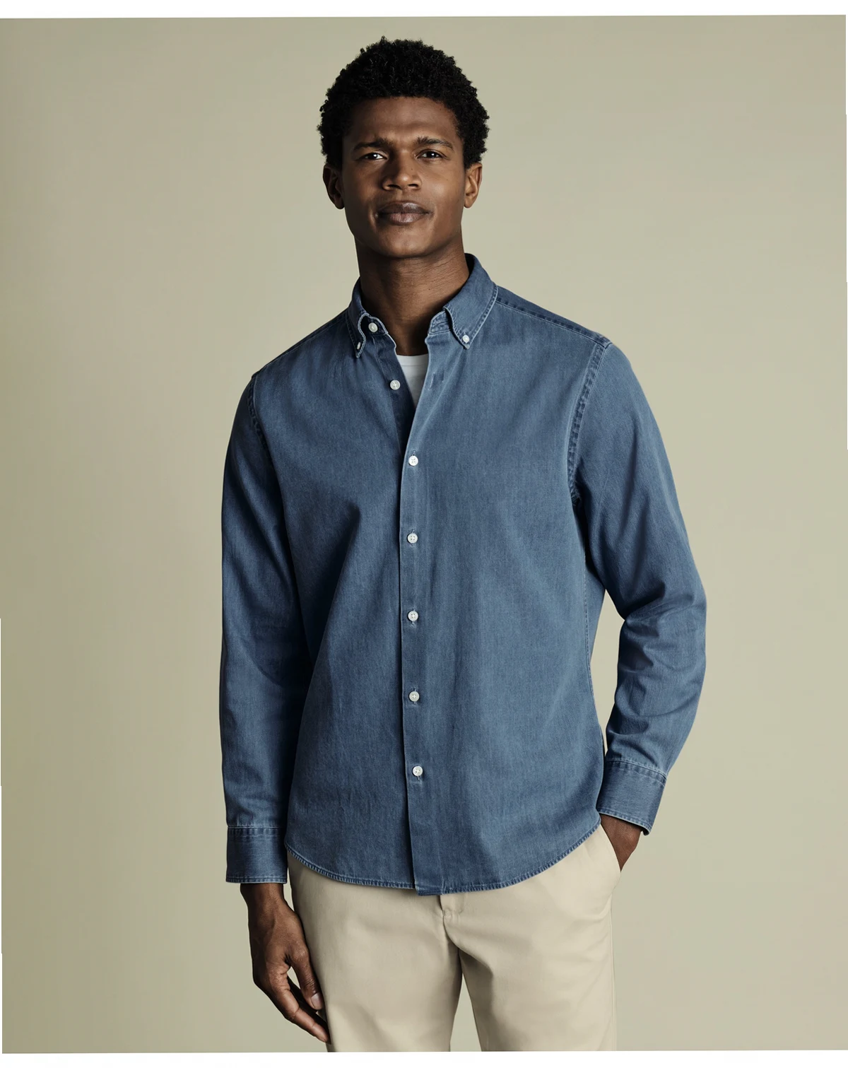 Men's Denim Button-Down Shirt