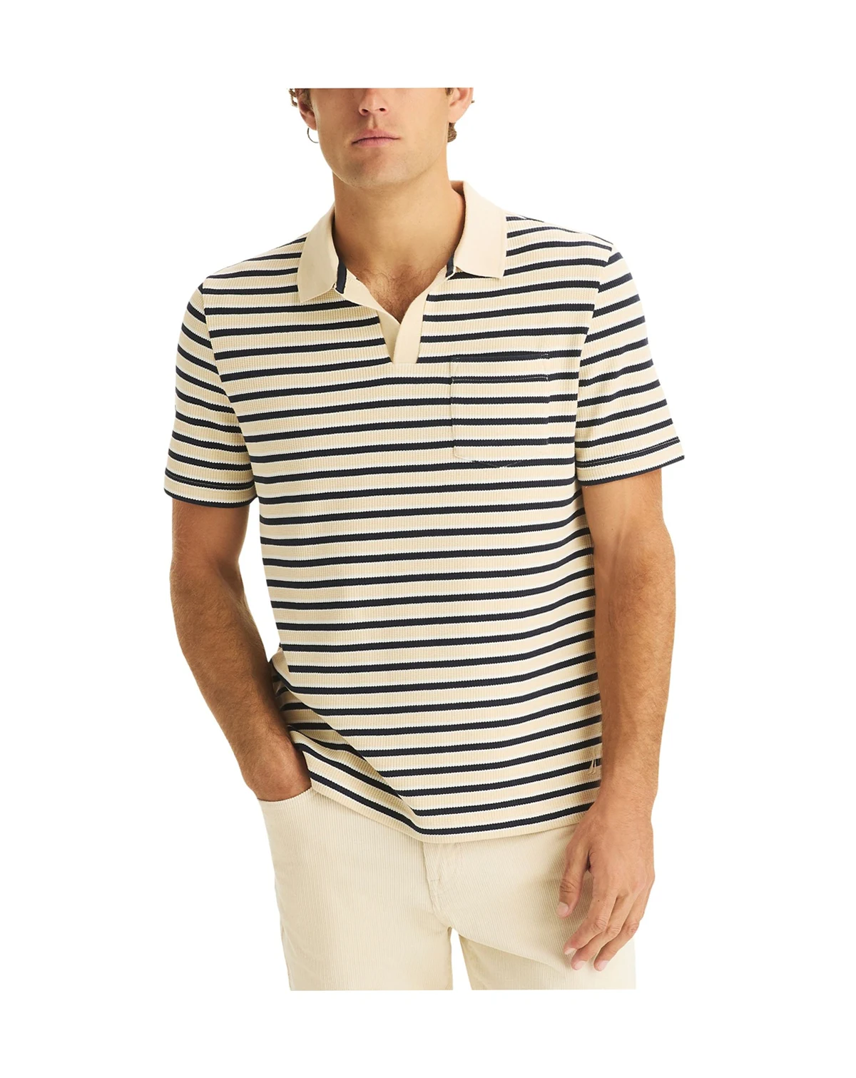 Men's Striped Short-Sleeve Polo Shirt