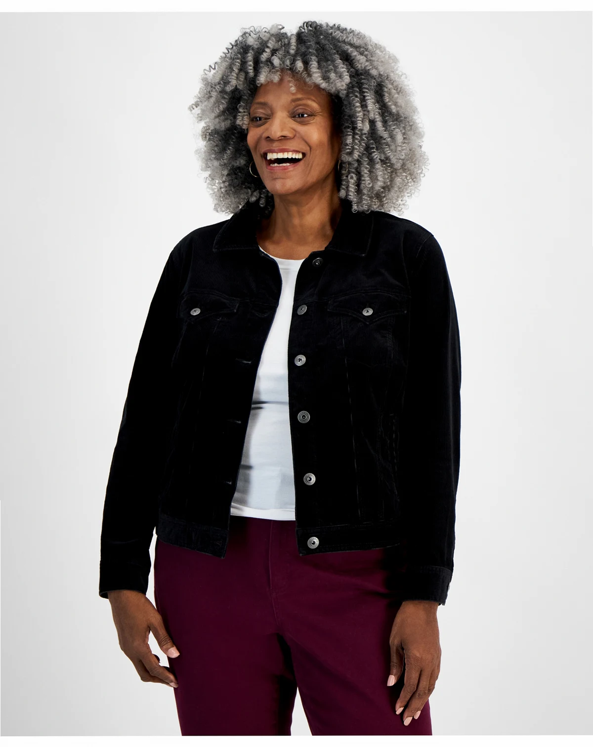Plus Size Corduroy Button-Front Jacket, Macy's Exclusive