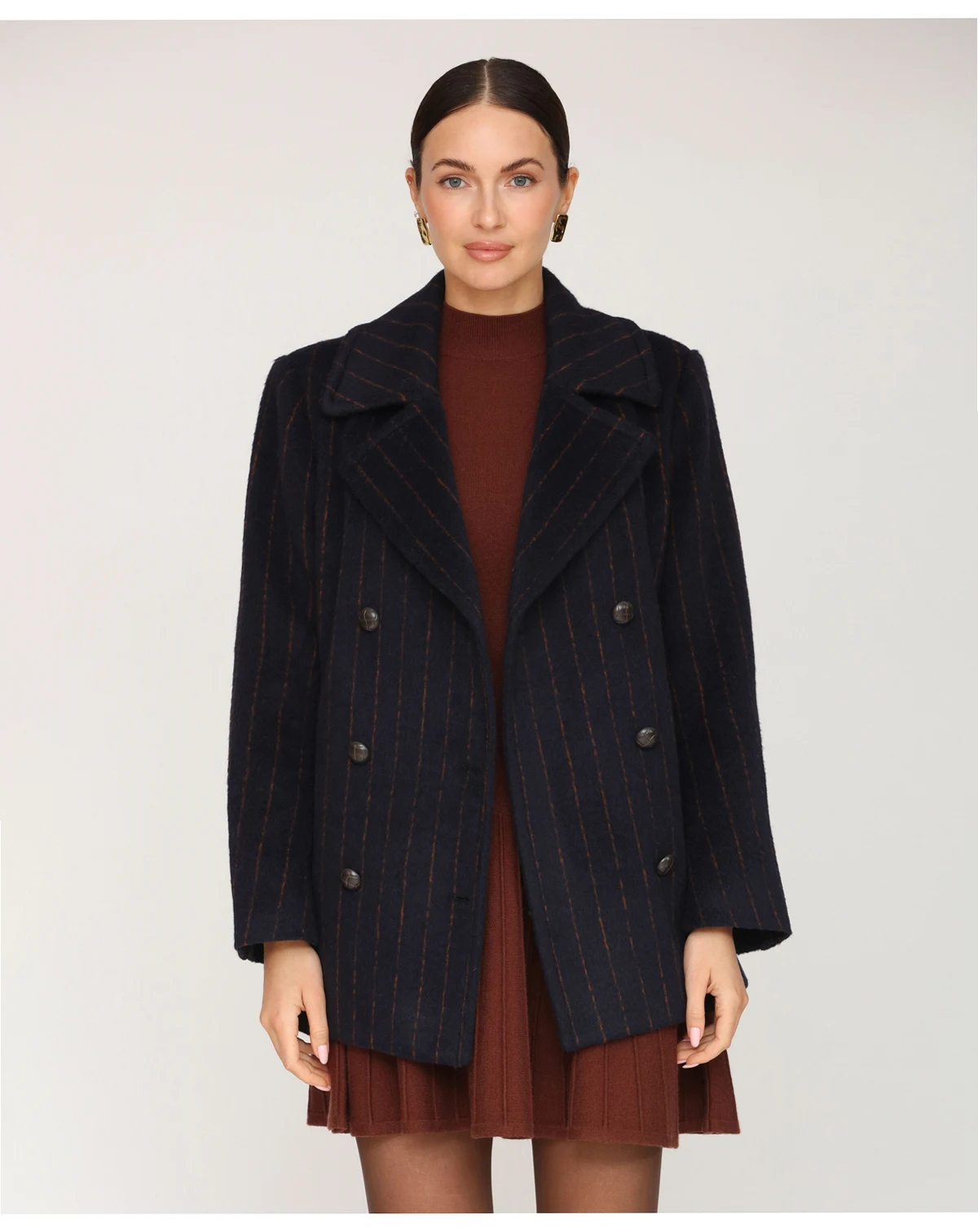 Women's Double Breasted Pinstripe Coat