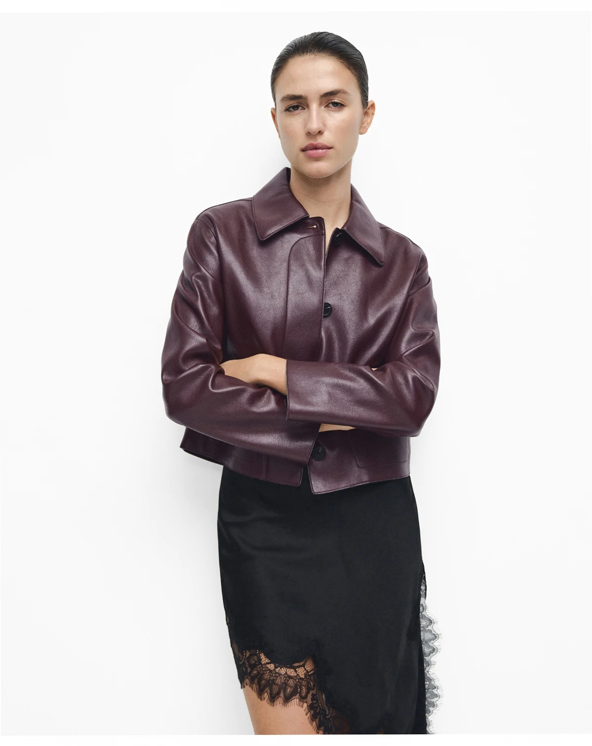 Women's Pockets Faux-Effect Jacket