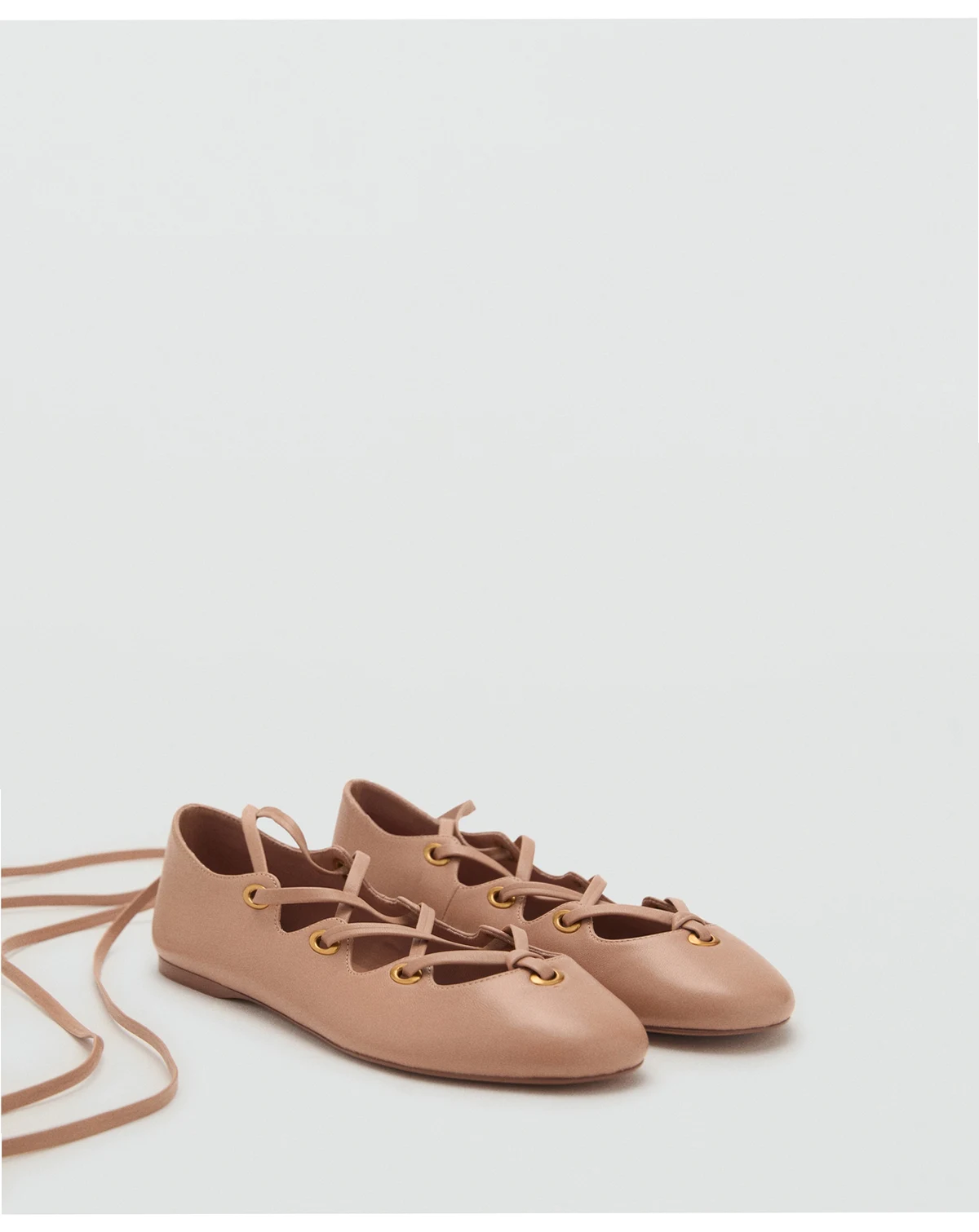 Women's Crossed Straps Leather Ballet Flats