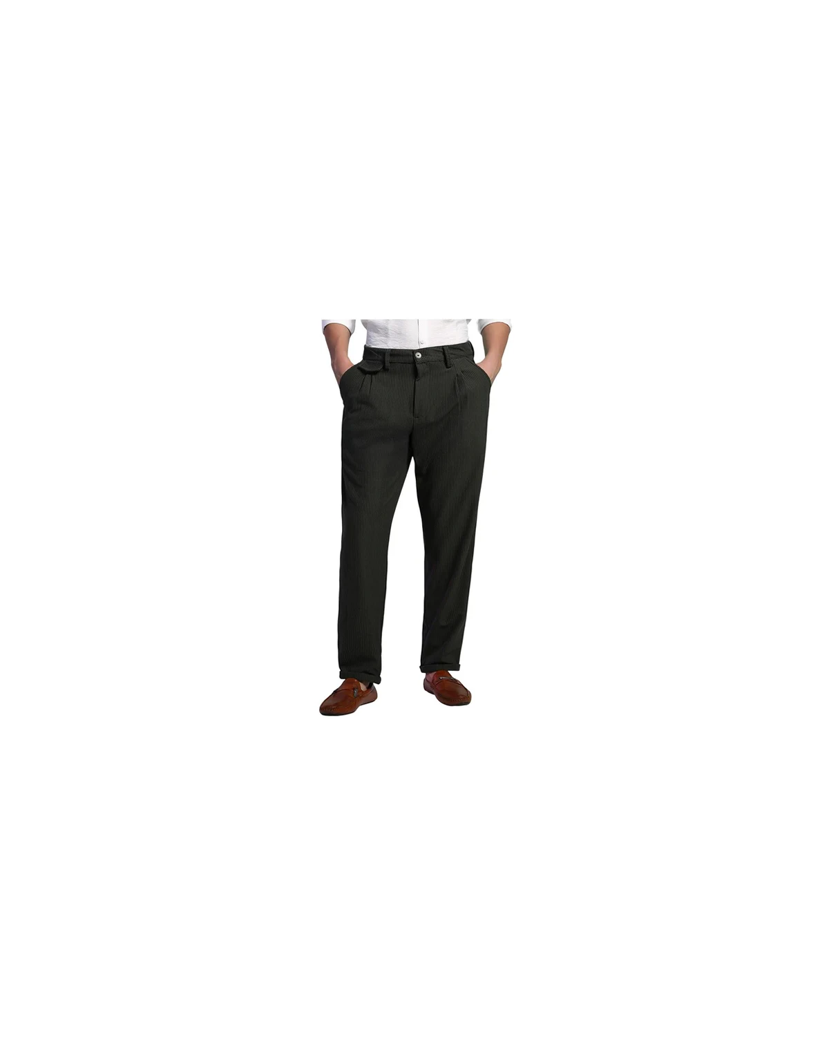 Men's Midnight Black Corduroy Tailored Trousers