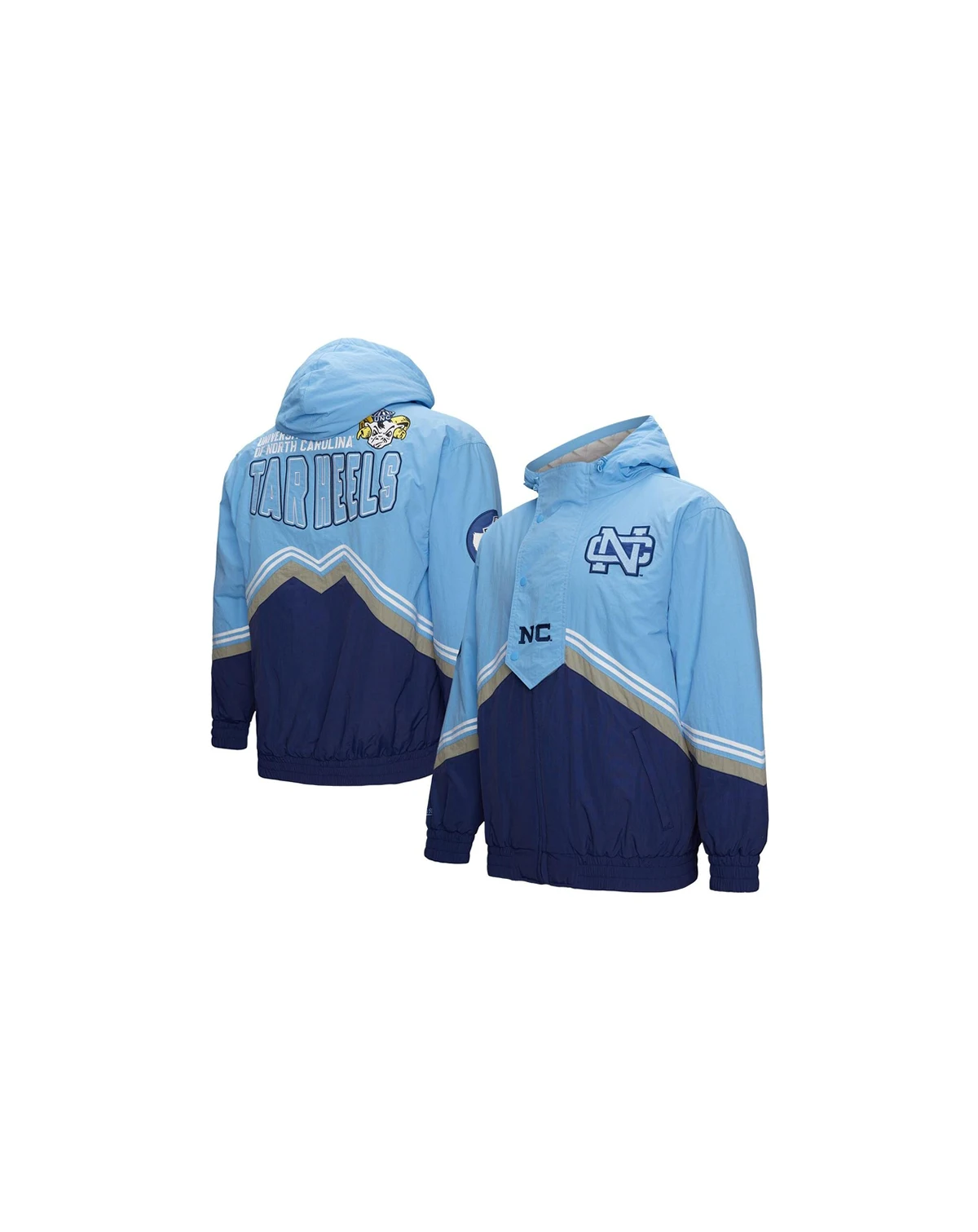Men's Navy/Carolina Blue North Carolina Tar Heels Throw It Back Vintage Logo Full-Zip Jacket