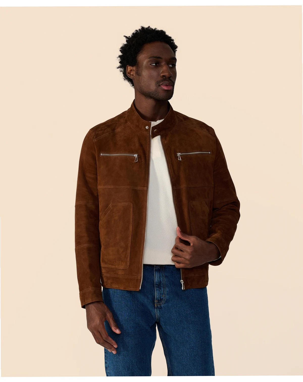 Men's Suede Motorcycle Jacket, Created for Macy's
