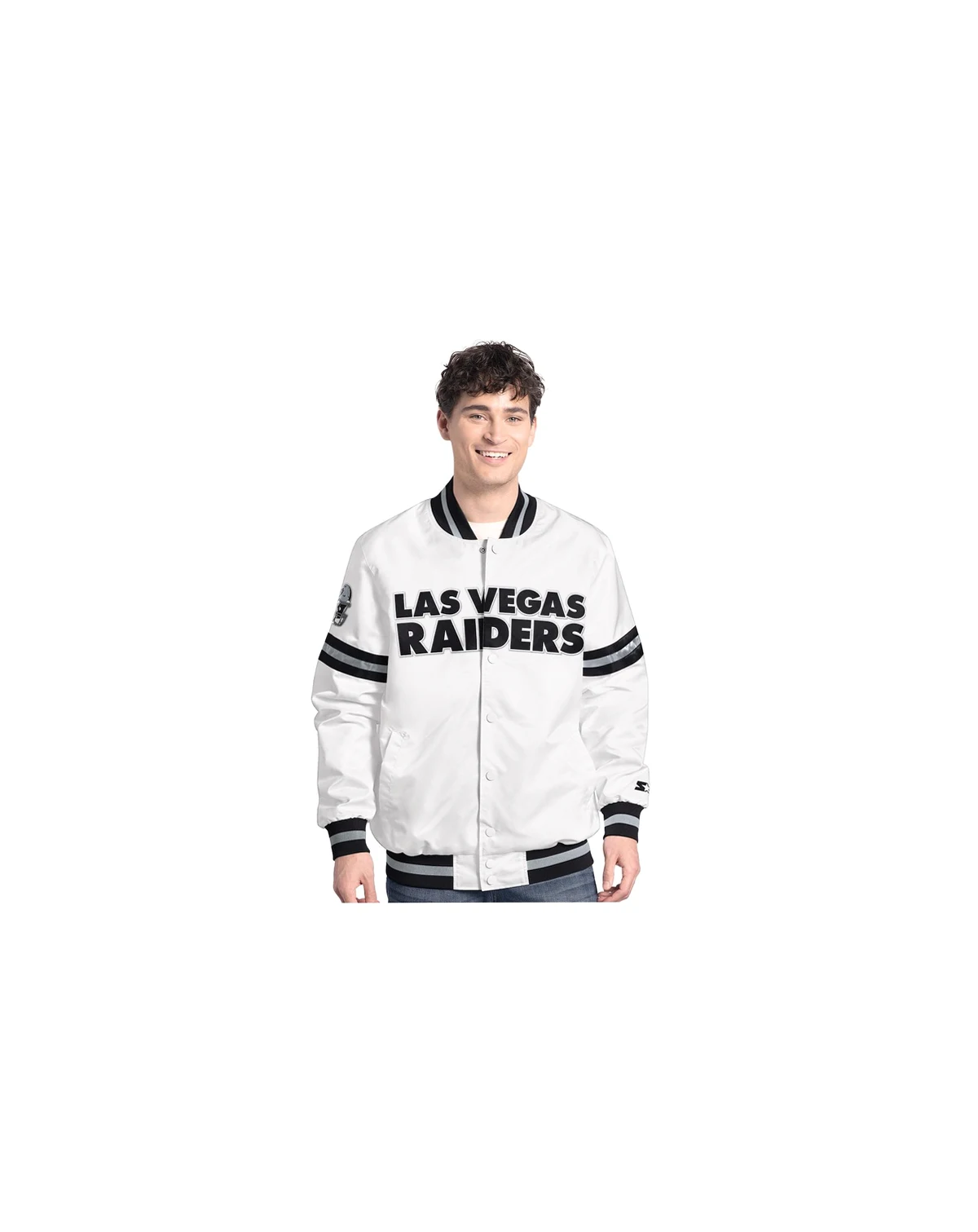 Men's White Las Vegas Raiders Scout Full-Snap Varsity Jacket