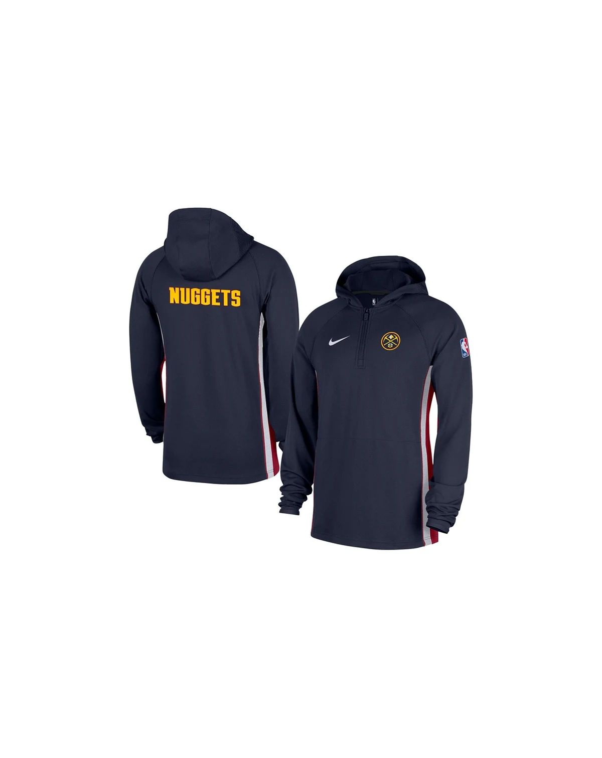 Men's Navy Denver Nuggets Authentic On Court Zone Quarter-Zip Dri-FIT Hoodie Jacket