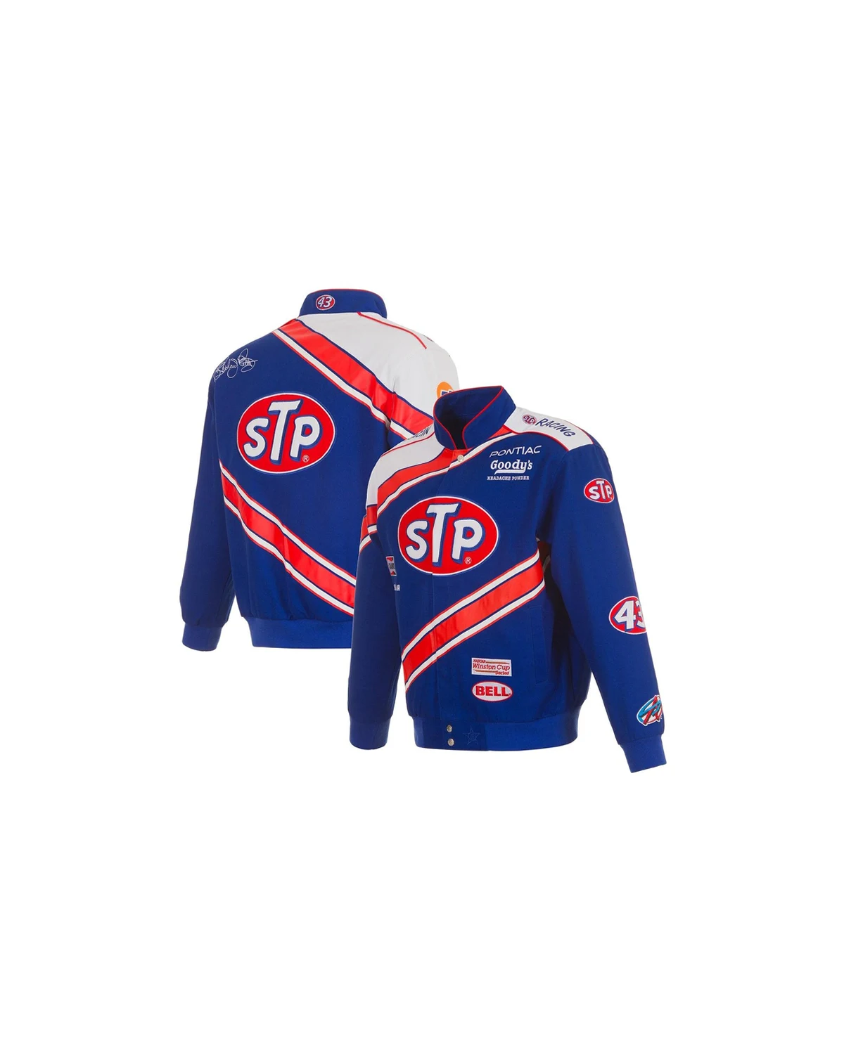 Men's Blue/White Richard Petty STP Full-Snap Twill Uniform Jacket