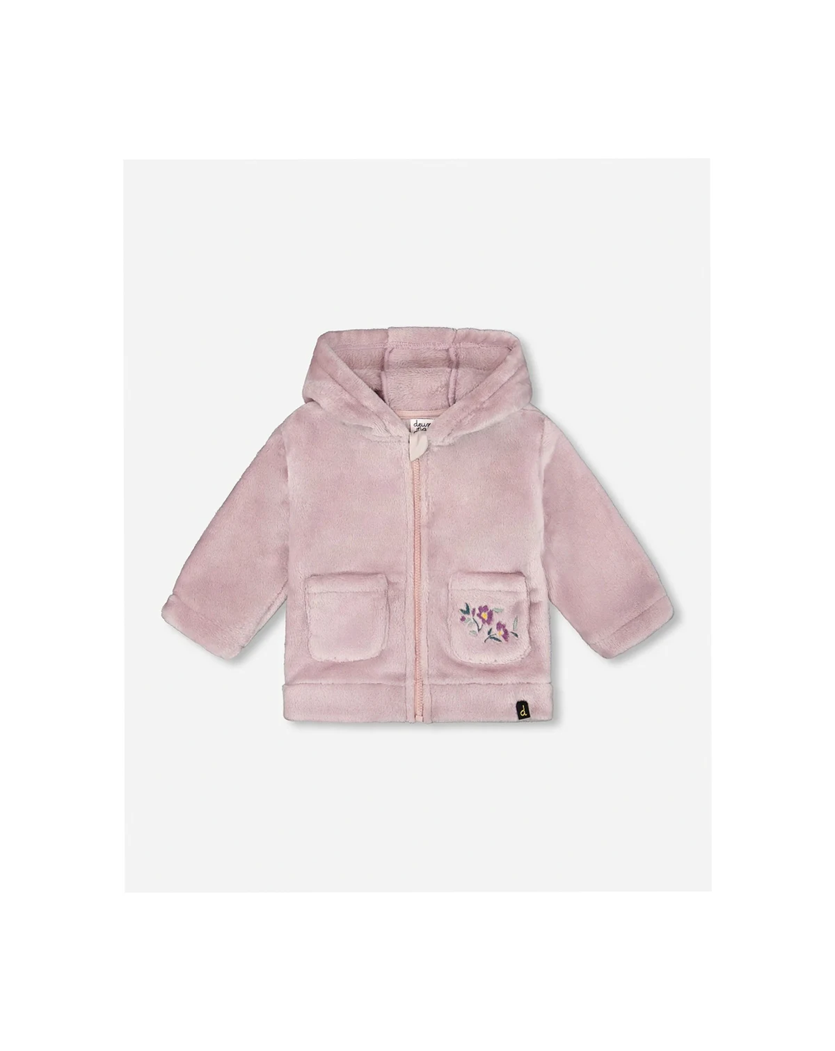 Baby Girl Hooded Zip Plush Jacket Neutral Purple - Baby