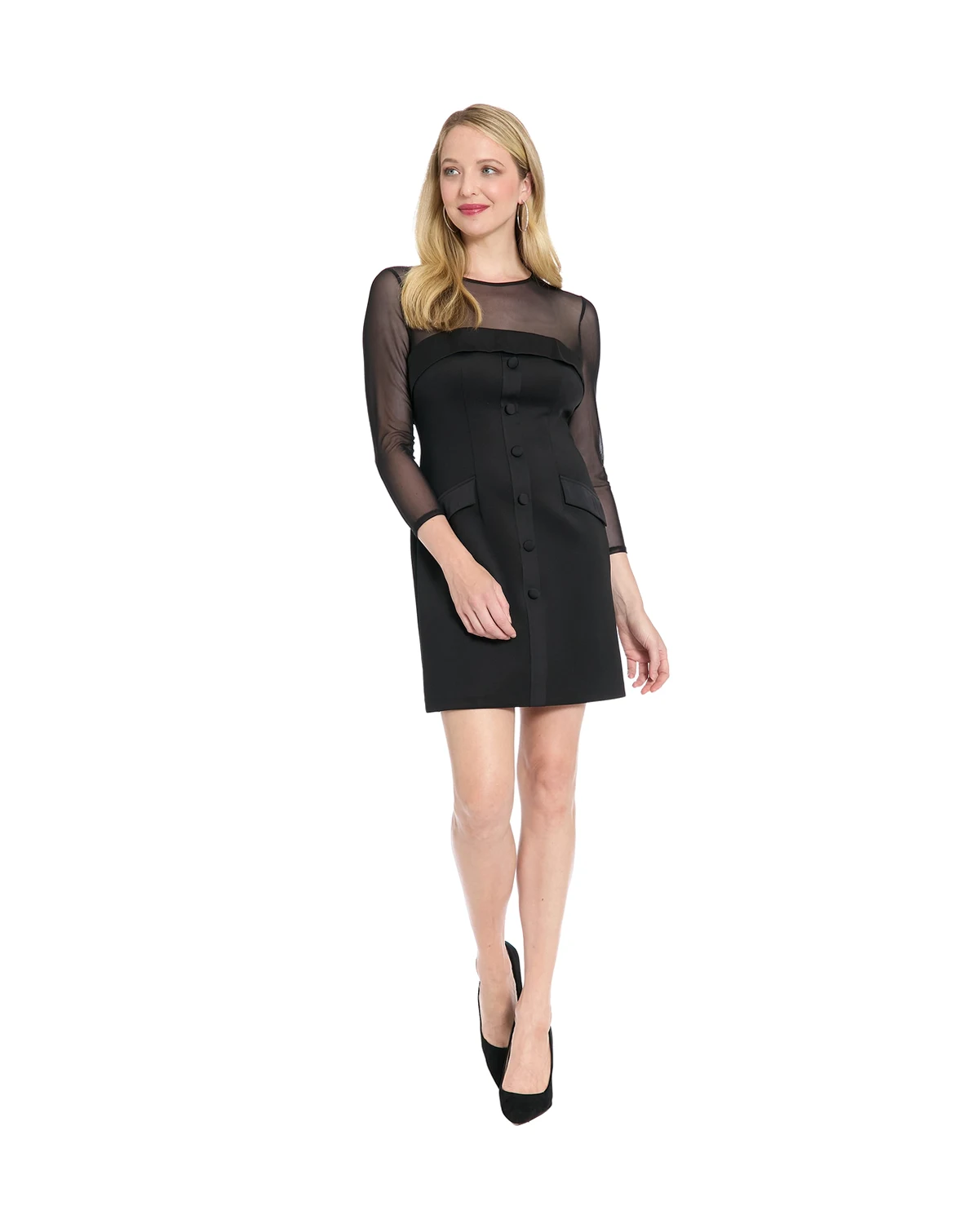 Women's Crew Neck Tuxedo Illusion Dress