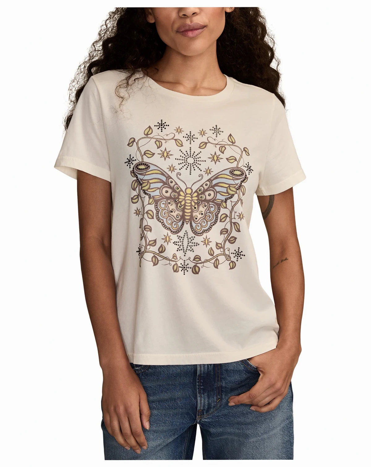 Women's Embellished Butterfly Classic Crew Neck T-Shirt