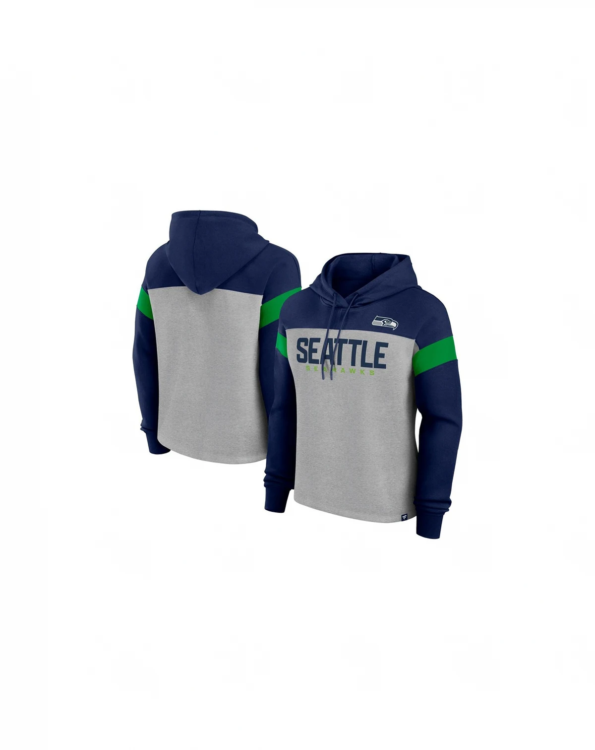 Women's Heather Gray/College Navy Seattle Seahawks Bold Play Call Pullover Hoodie