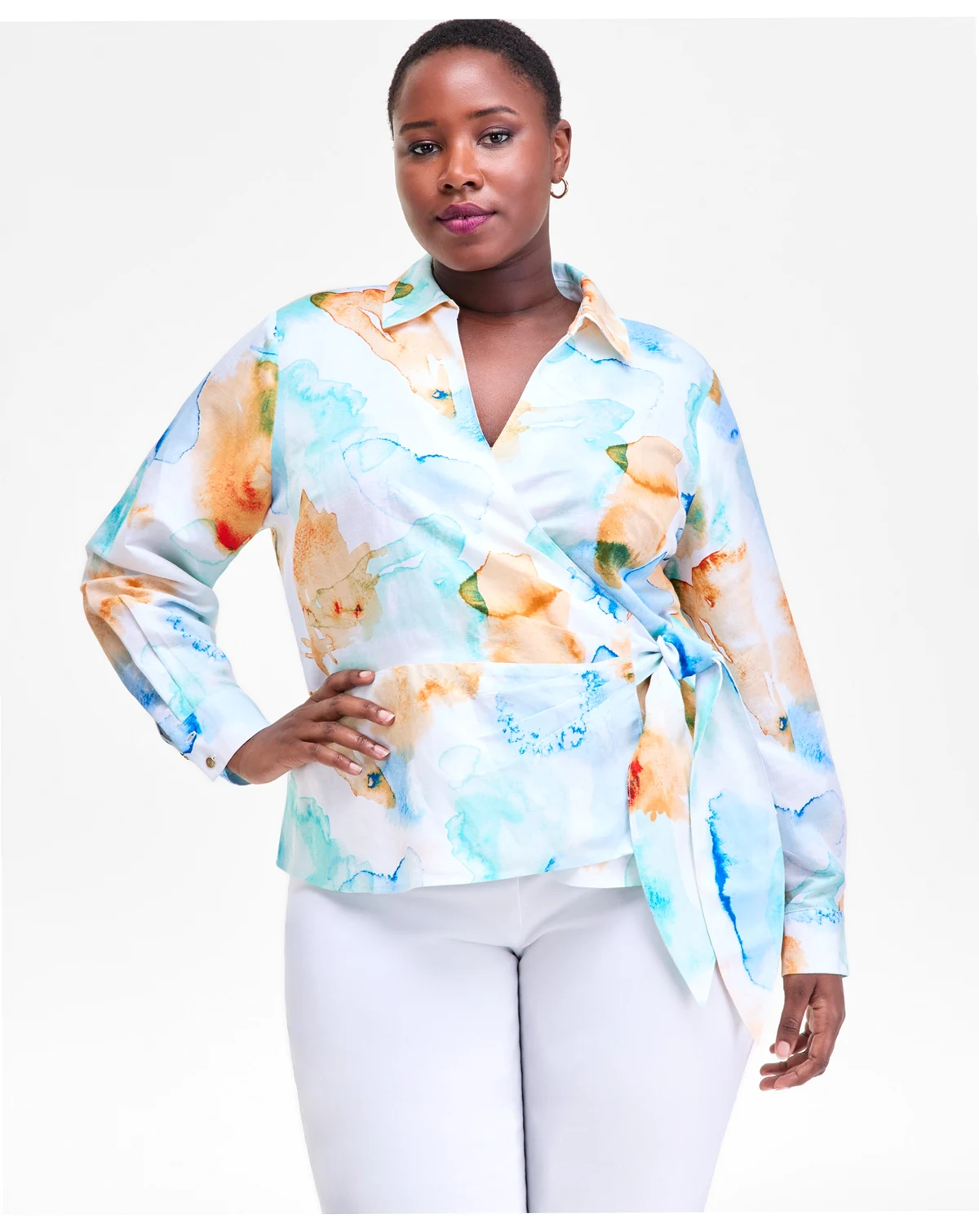 Women's Bailey Printed Surplice Wrap Top, Macy's Exclusive