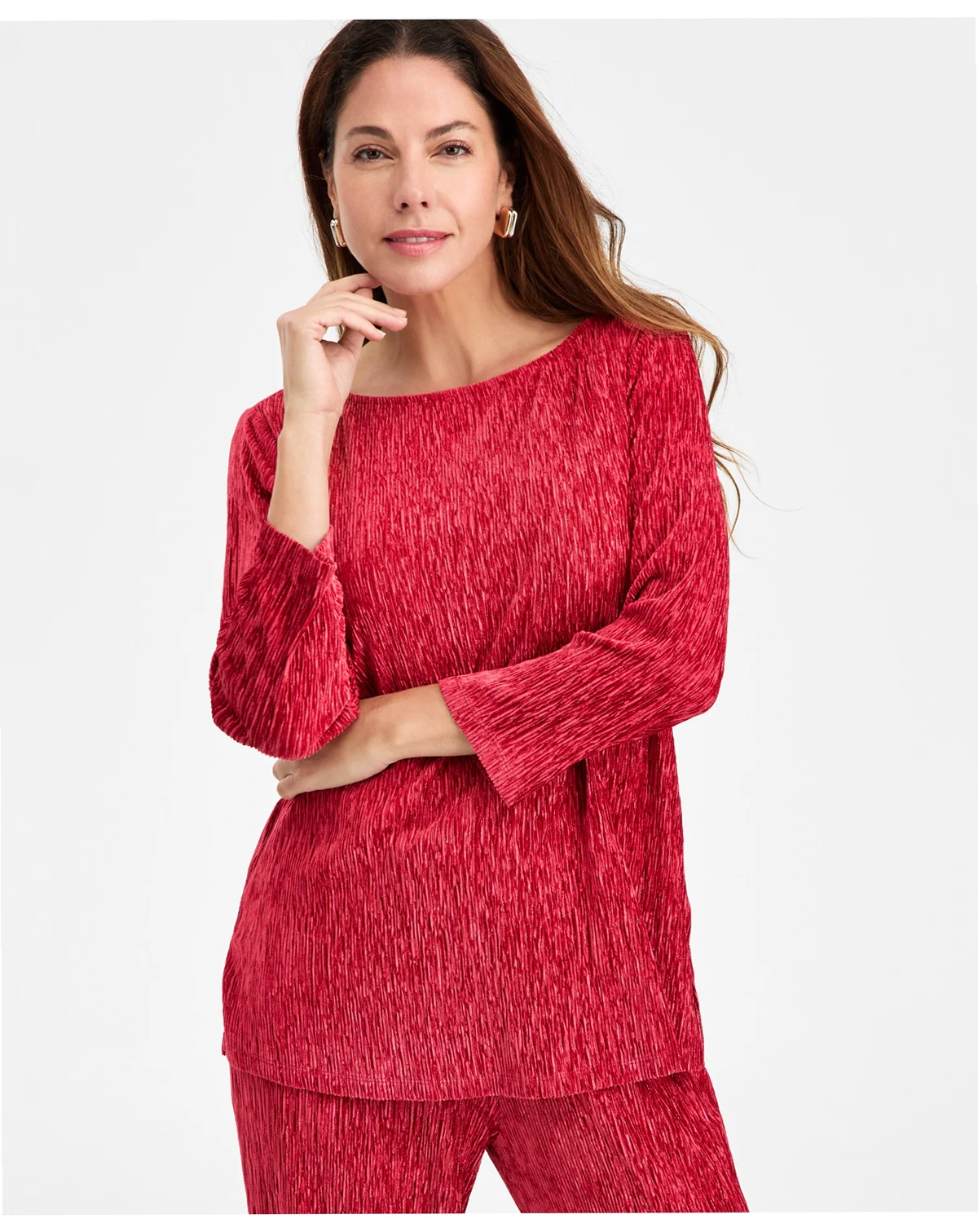 Women's Pleated Velvet Top, Macy's Exclusive
