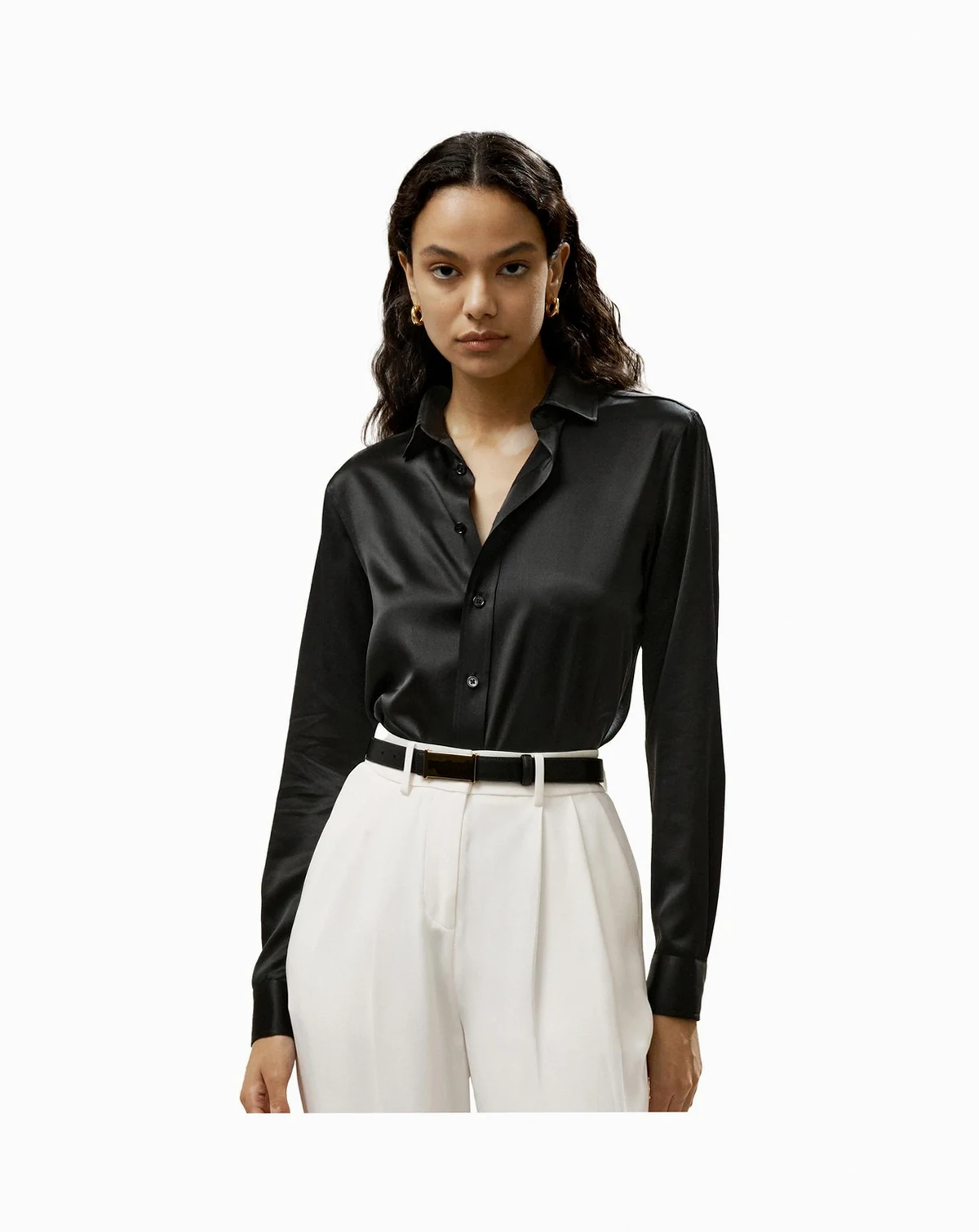 Women's Tailored Button Down Silk Shirt