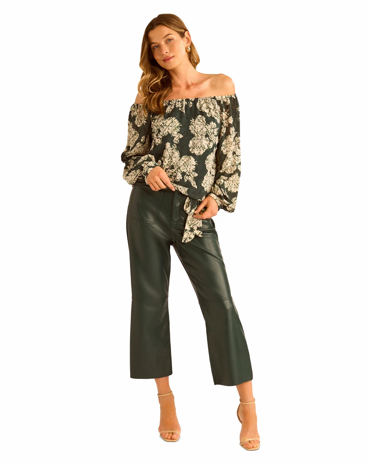 Women's Floral Off-The-Shoulder Long-Sleeve Top