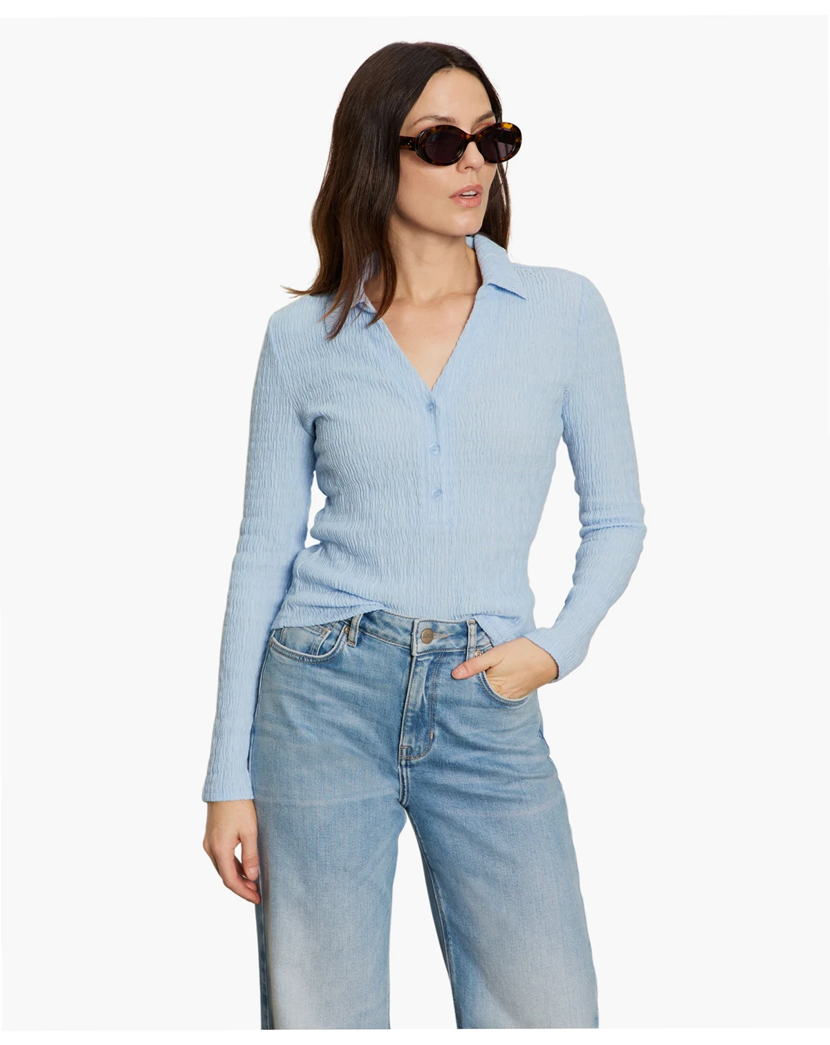 Women's Long Sleeve Textured Top