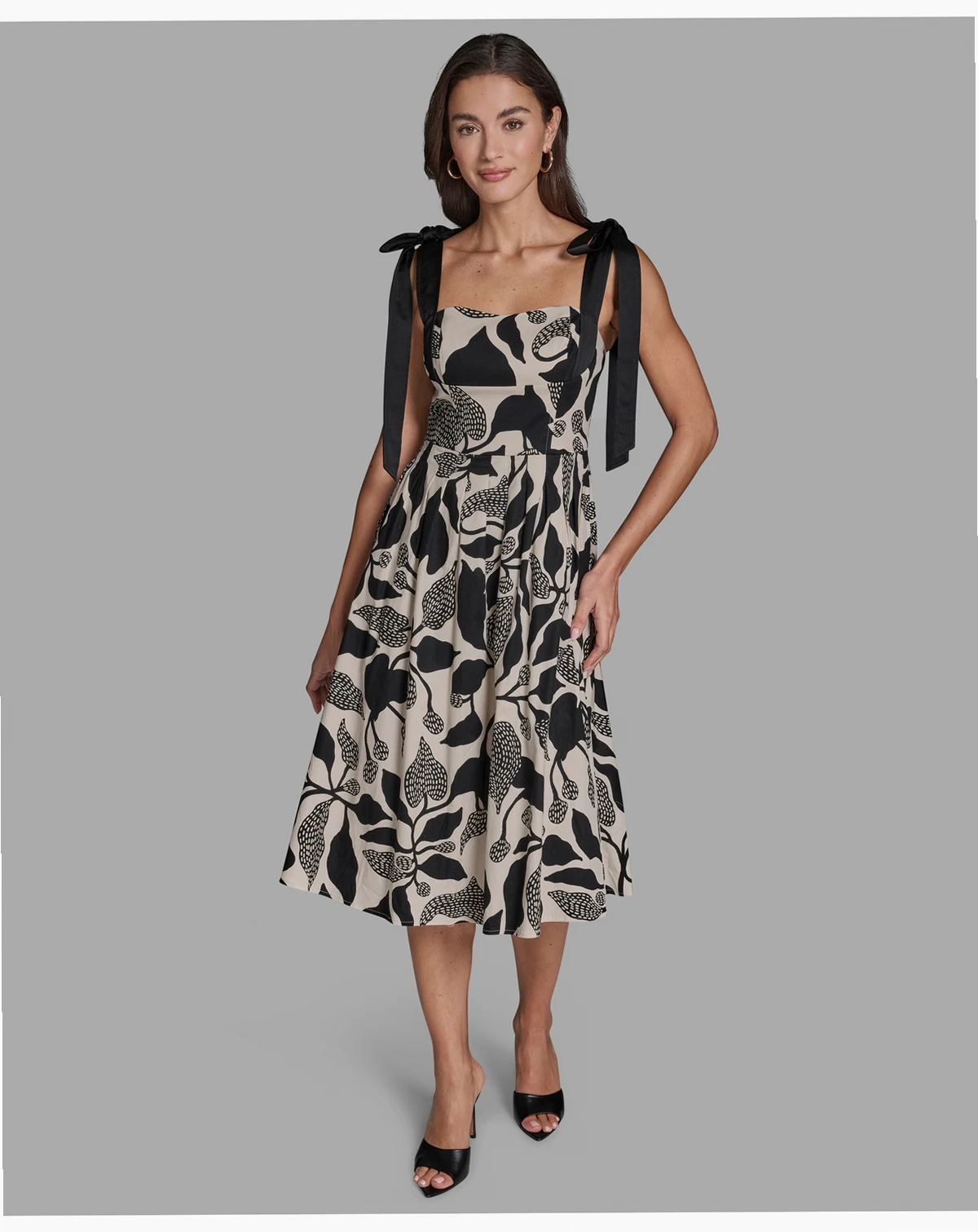 BDBG Women's Floral Hammered Satin Corset Fit & Flare Midi Dress