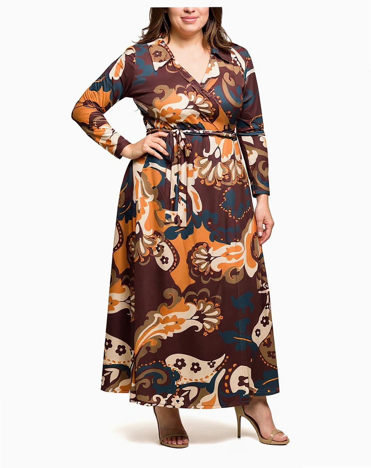 Plus Size Paisley Empire Waist Maxi Dress