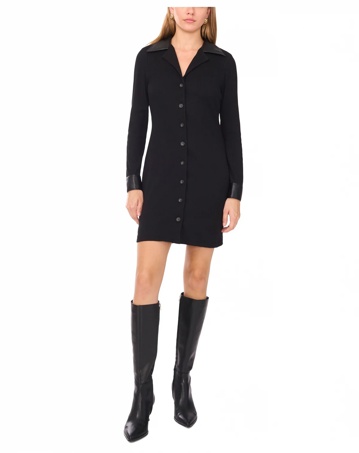 Women's Button-Up Collar Mini Dress