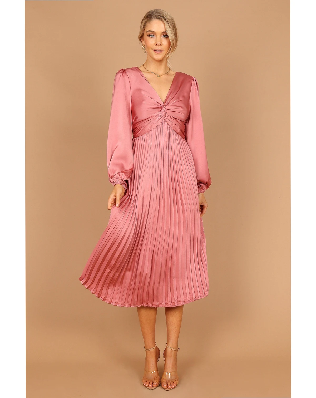 Women's Noelle Twist Front Pleated Midi Dress
