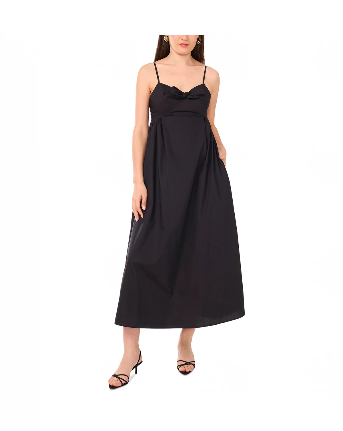 Women's Bow Front Sleeveless Cotton Midi Dress