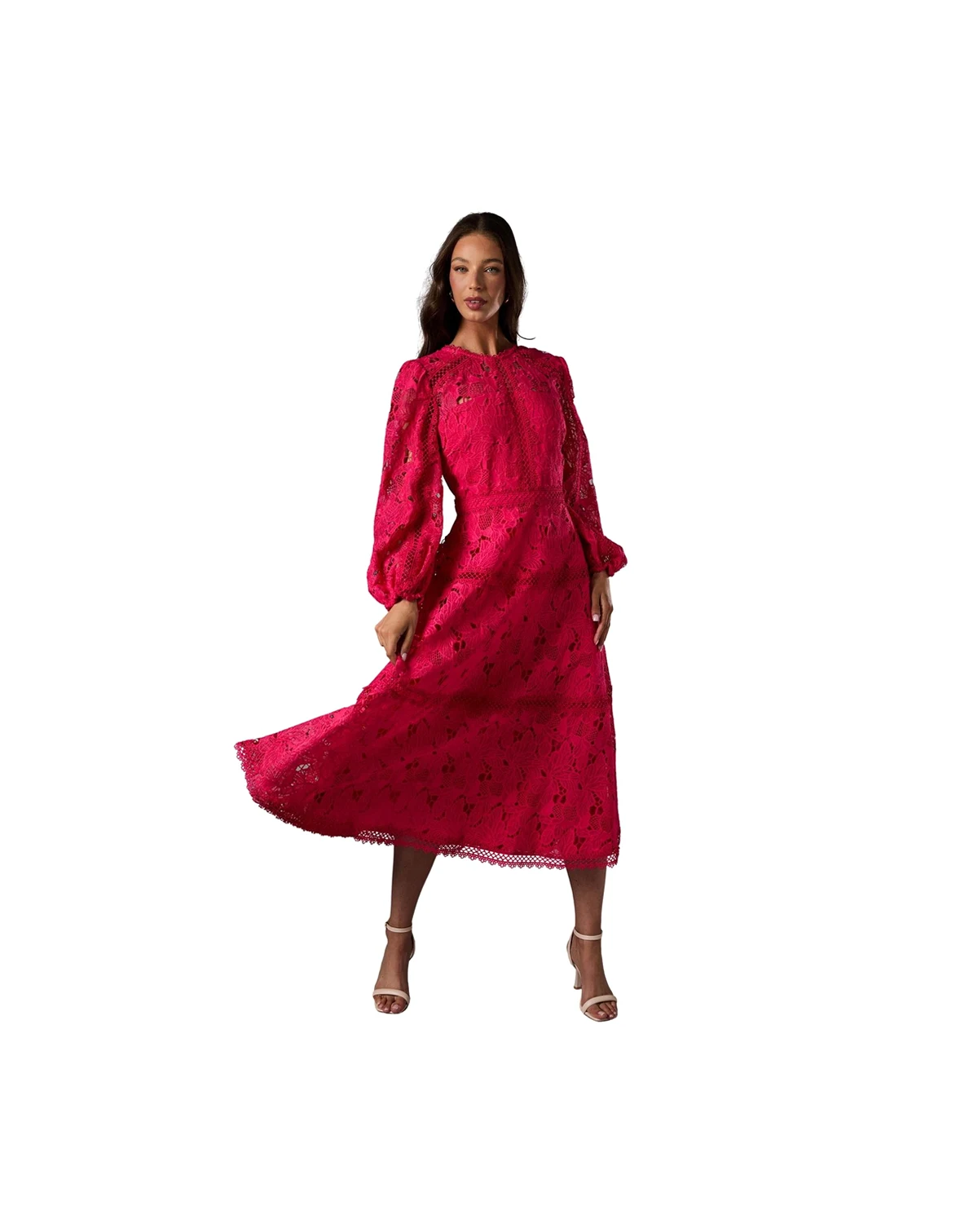 Women's Lace Panelled Long Sleeve Dress