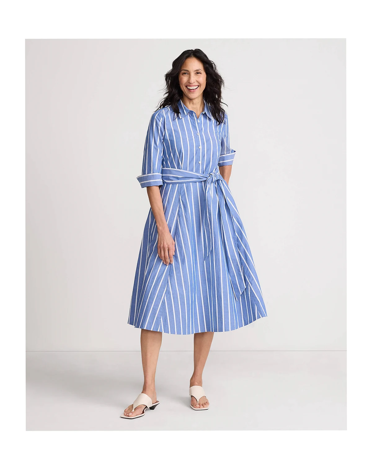 Women's Poplin Midi Wrap Front Dress