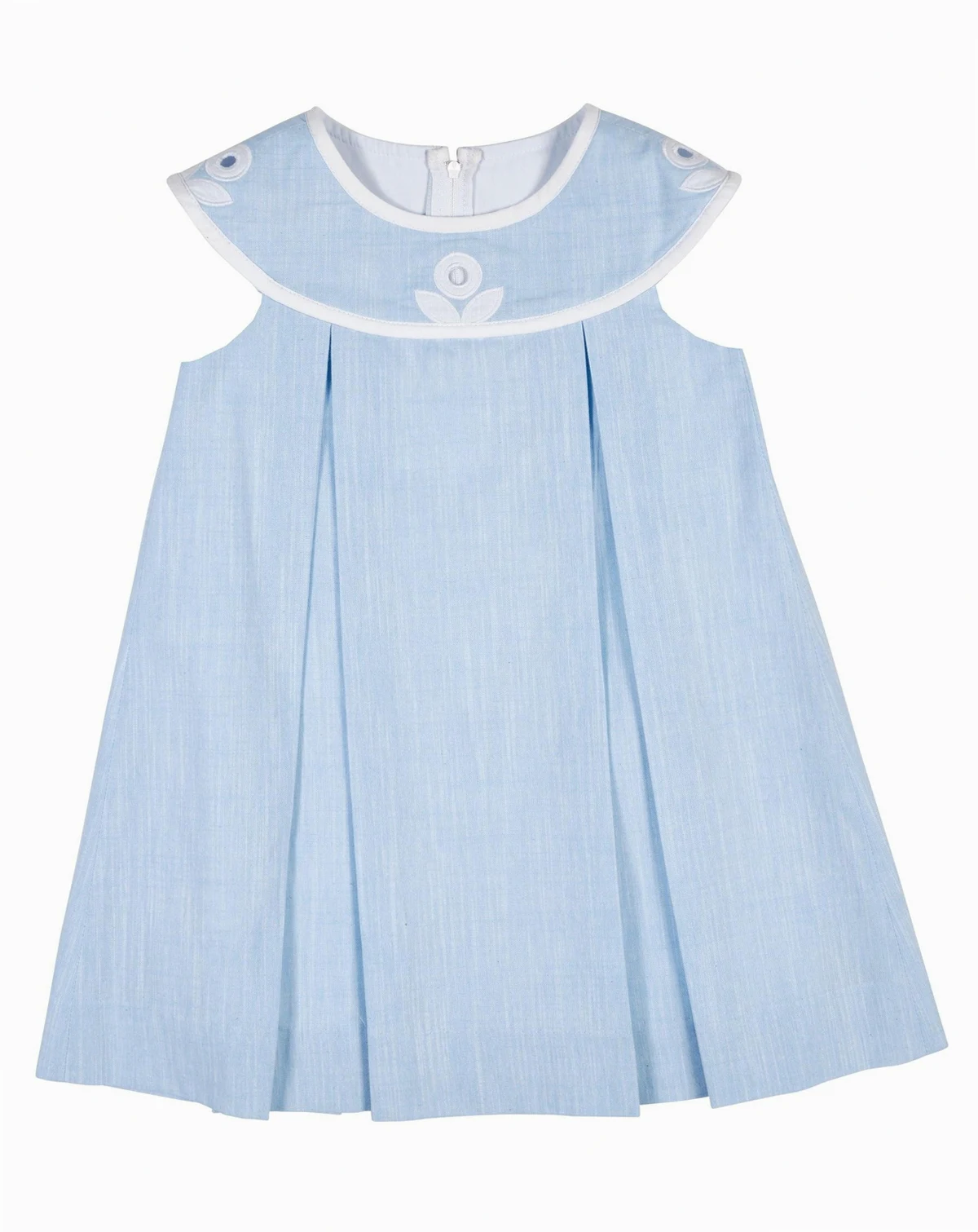 Toddler Girls Linen Look Dress With Vintage Flower