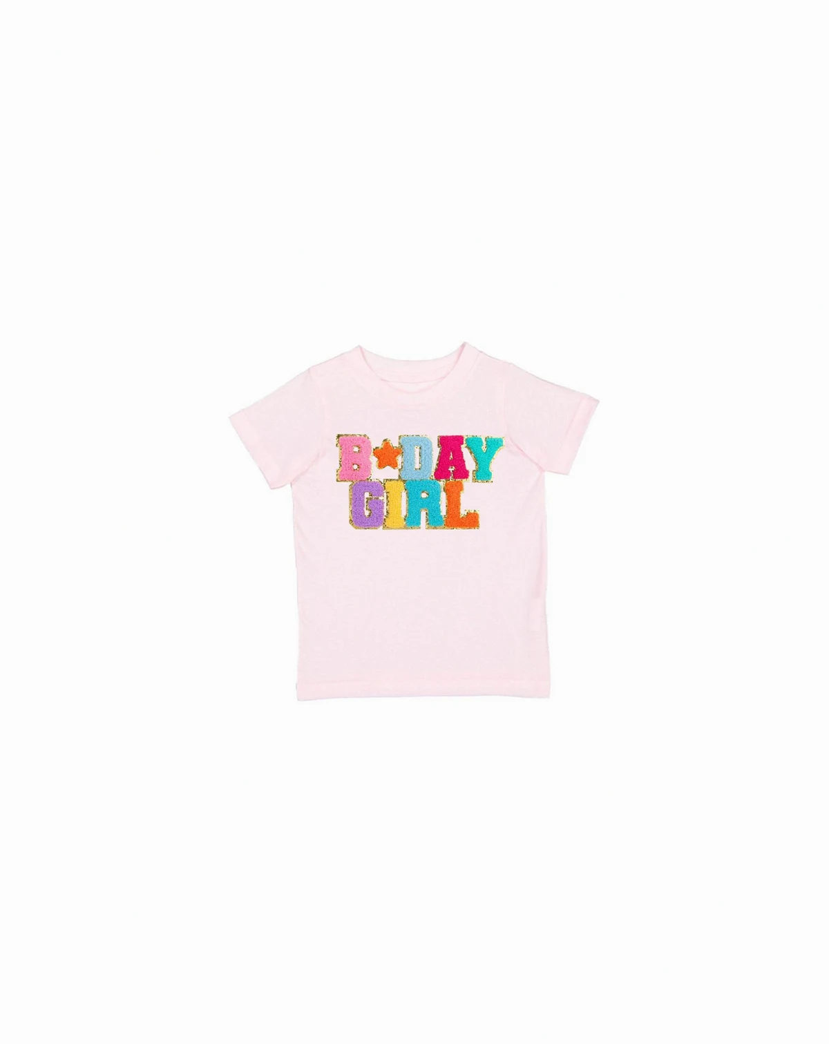 Little and Big Girls Birthday Girl Patch Short Sleeve T-Shirt