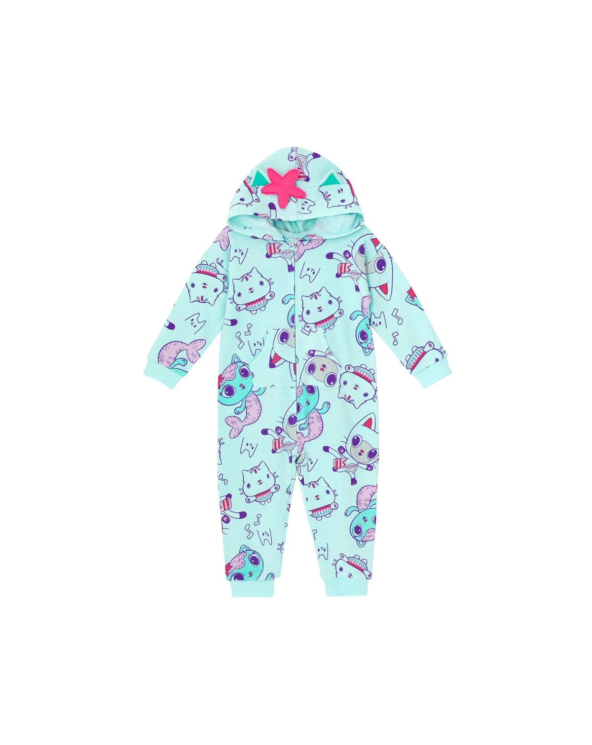Toddler Girls Pandy Paws Cakey Cat MerCat Fleece Zip Up Coverall to